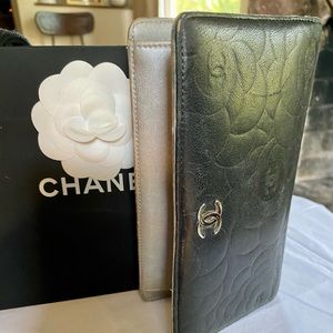 Chanel Camellia CC Embossed Soft Lambskin Leather